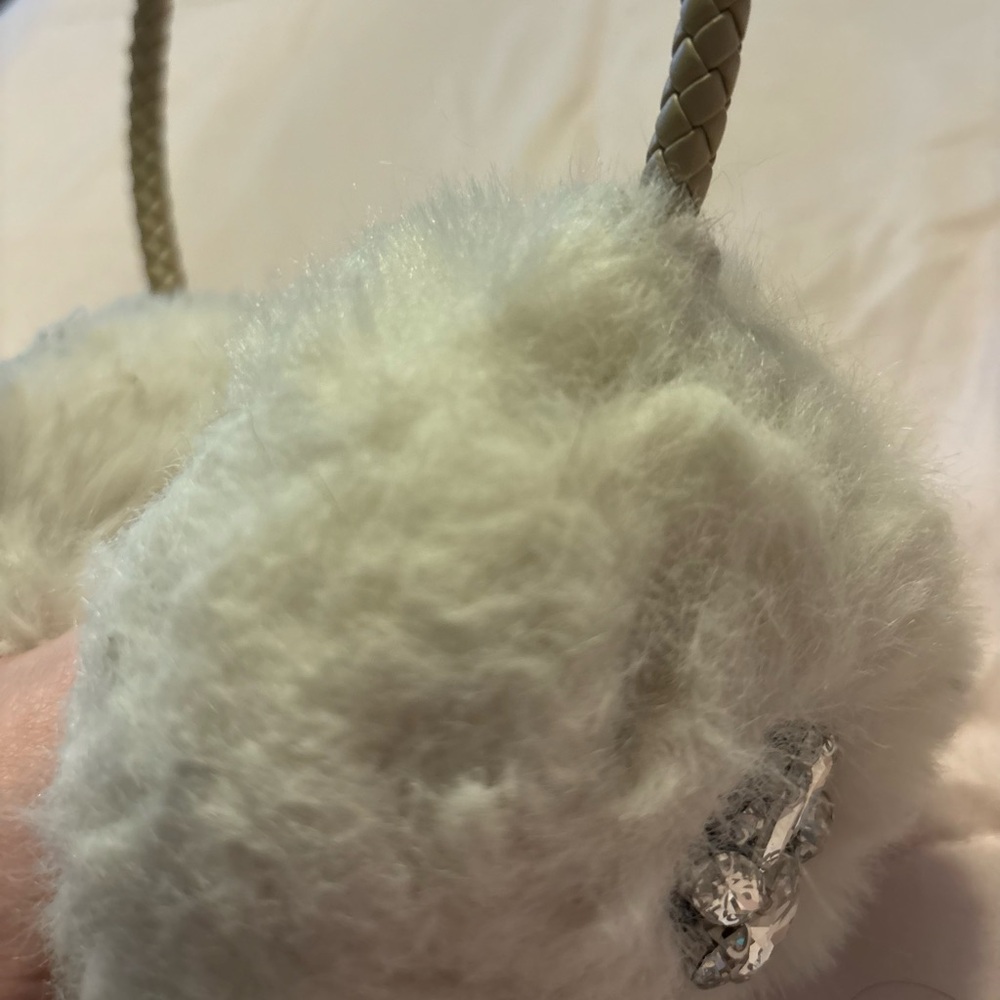 Cozy Cream Embroidered Faux Fur Earmuffs